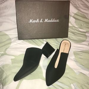 NWT Low Heel Mules Faux Suede Slides